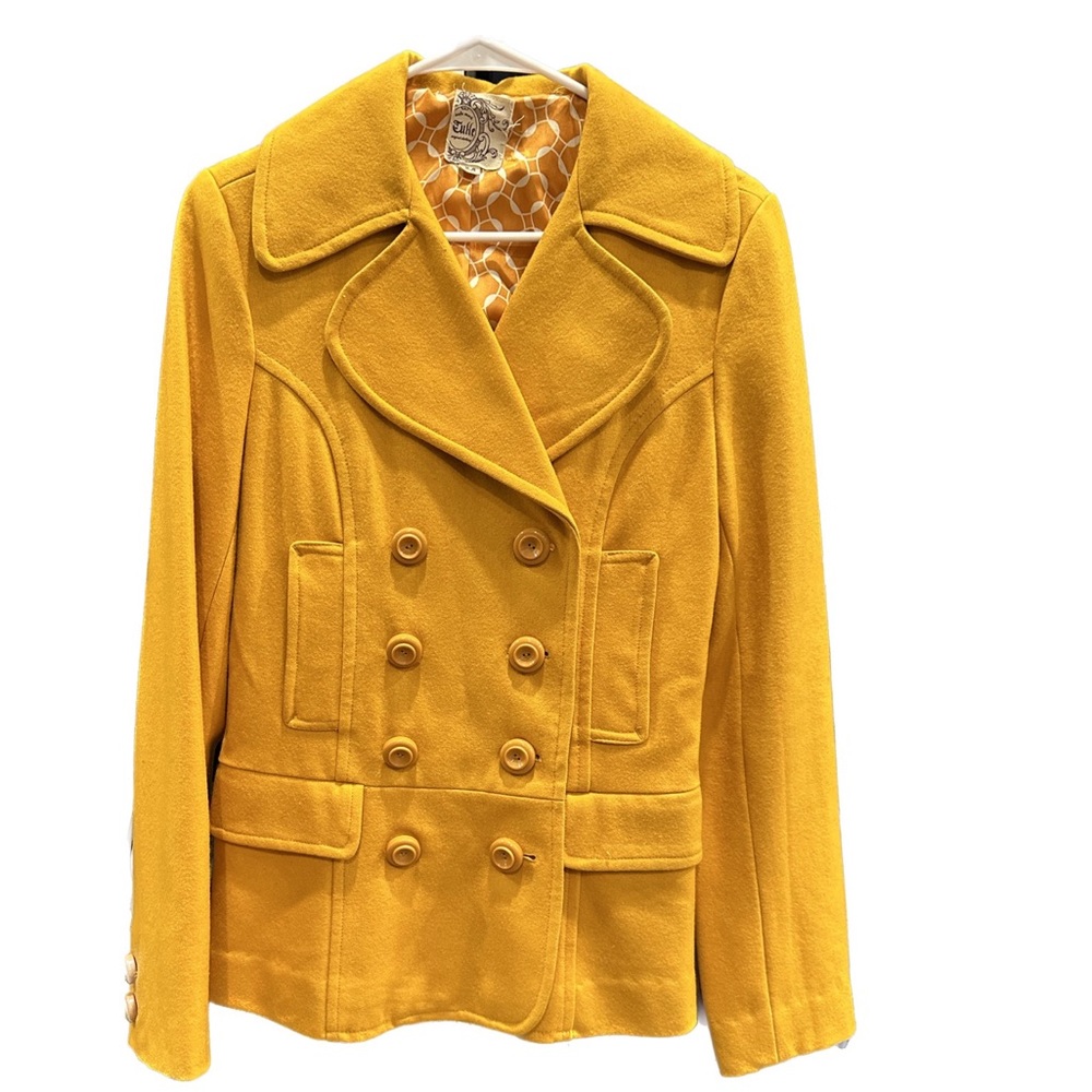 Tulle brand wool short peacoat size medium golden yellow